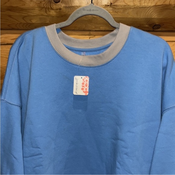 Free People NWT All Star Patch Pullover Size Large in Bright Blueberry Combo - Picture 7 of 12